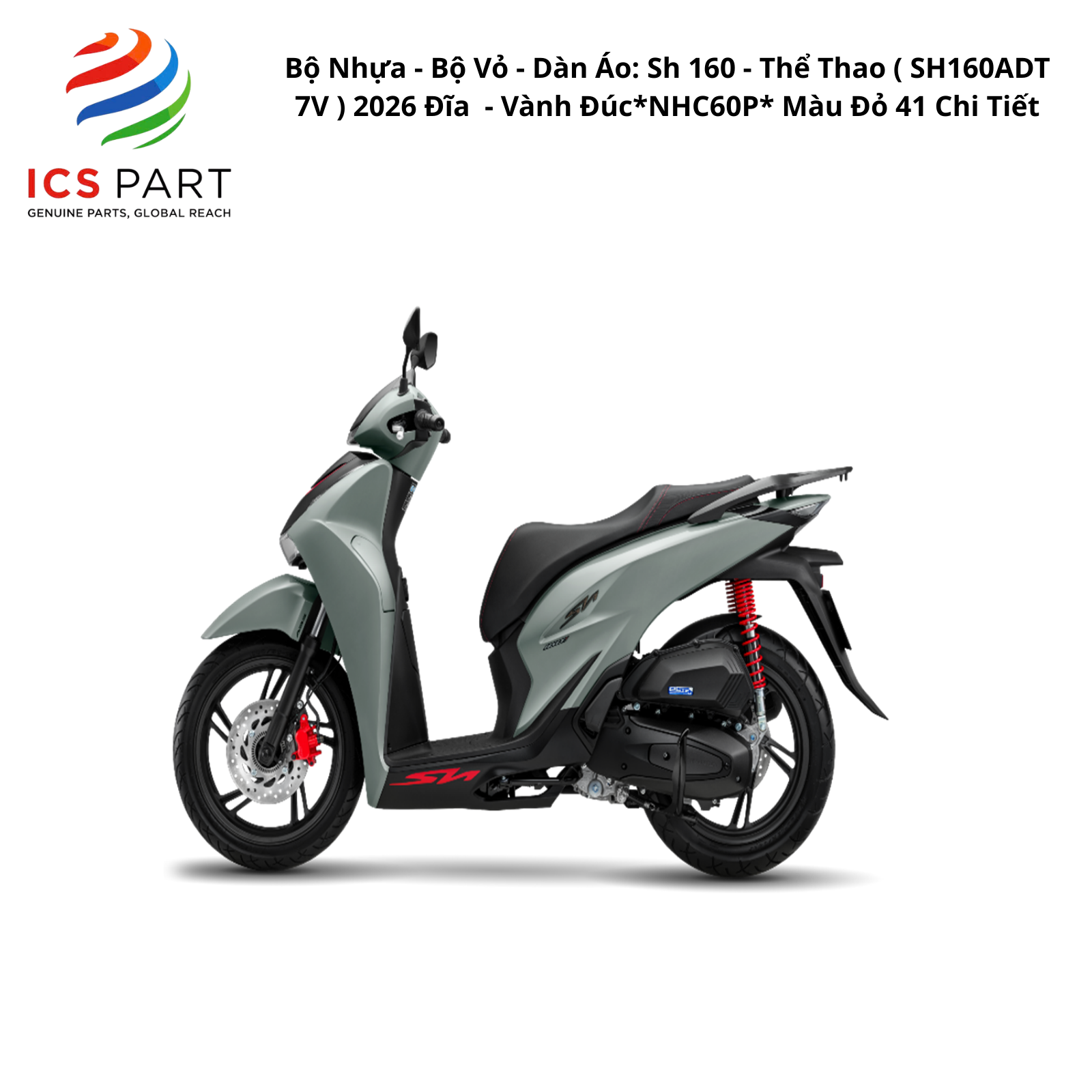 Bộ Nhựa - Bộ Vỏ - Dàn Áo Sh 160 - K0S | 2026 ( SH160ADT 7V ) 2026 Đĩa - Vành Đúc *NHC60P* Màu Đỏ 41 Chi Tiết