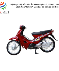 Bộ Nhựa - Bộ Vỏ - Dàn Áo Wave Alpha 100 - KRS-900 | Máy Đen | 2002 ( I ) 2002 Cơ. - Vành Nan *R203M* Màu Bạc Đỏ Sẫm 23 Chi Tiết