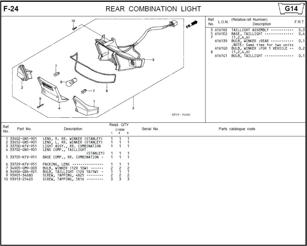 F-24 - REAR COMBINATION LIGHT