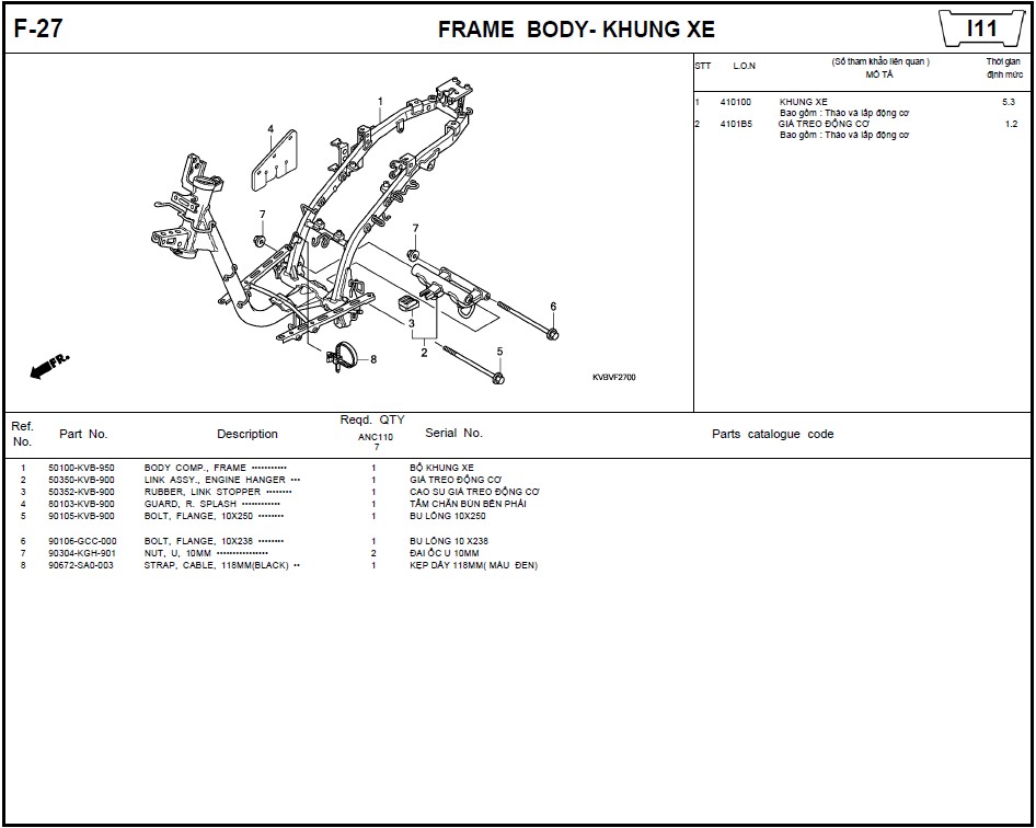 F-27 - FRAME BODY- KHUNG XE