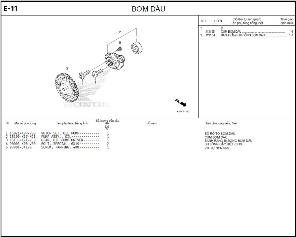 E-11 - BƠM DẦU