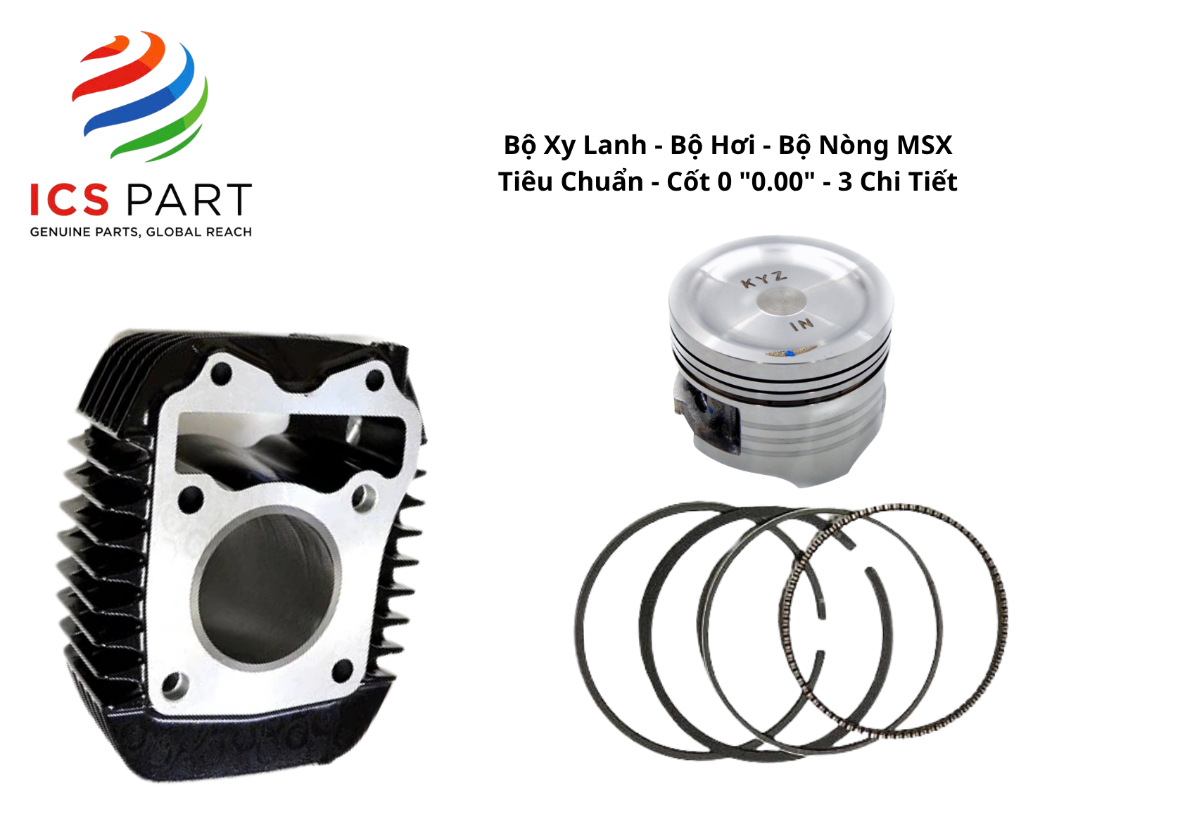 Bộ Xy Lanh – Bộ Hơi – Bộ Nòng MSX Tiêu Chuẩn – Cốt 0 “0.00” – 3 Chi Tiết
